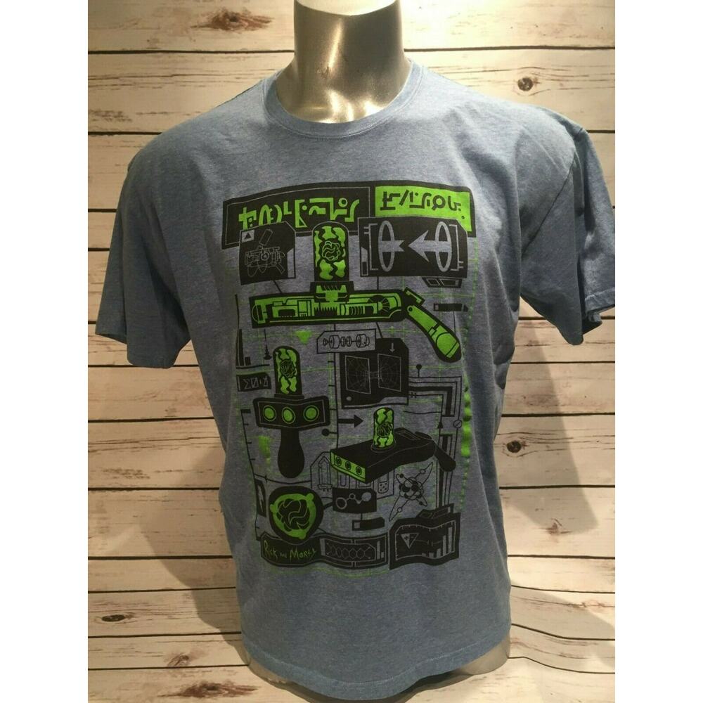 Rick & Morty Cool Geek TShirt Graphic Tee Shirt Schematic Diagram Game Gamer XL